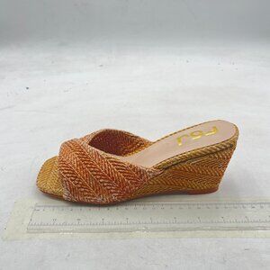 FSJ Orange Open Toe Wedge Heel Mules Slide Sandal Slip On Summer Casual Shoes